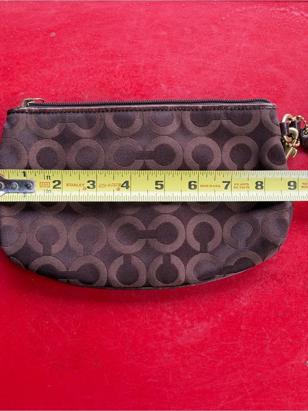 Vintage Coach Madison Op Art Signature Pleated Wristlet Chocolate Brown 41988
